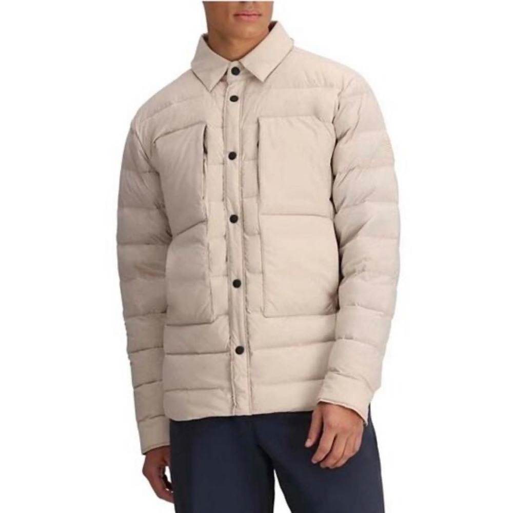 NWT Obermeyer Men's Explorer Down Shirt Jacket Size SMALL Coat Cement Beige $249